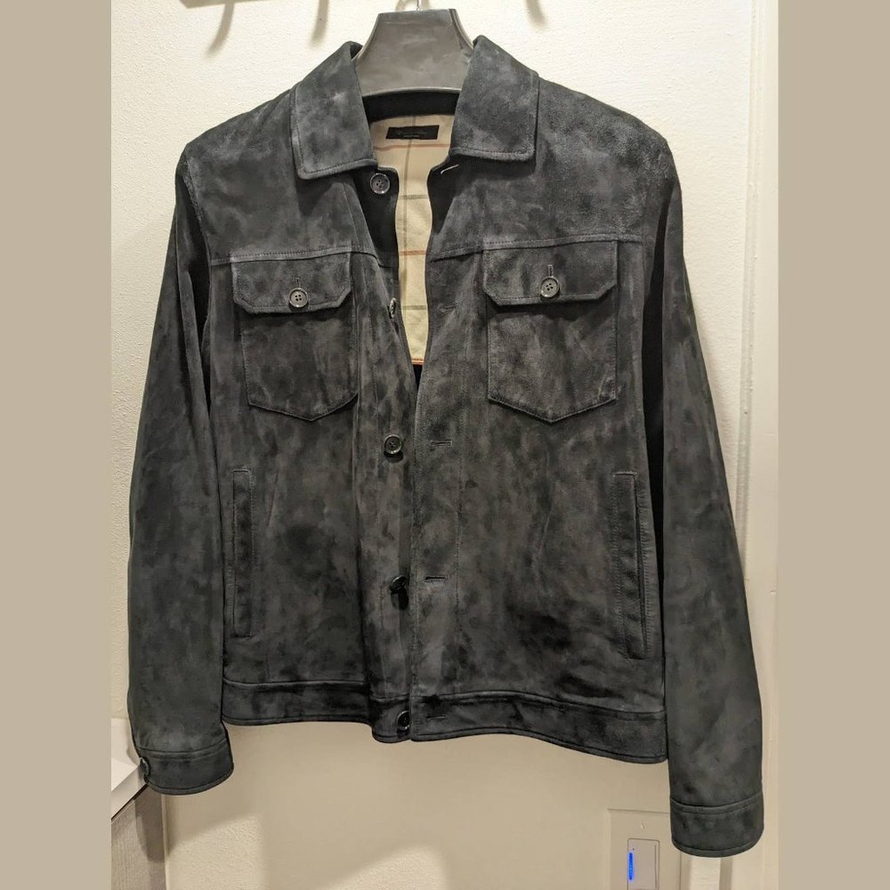 Loro Piana Black Suede Trucker Jacket